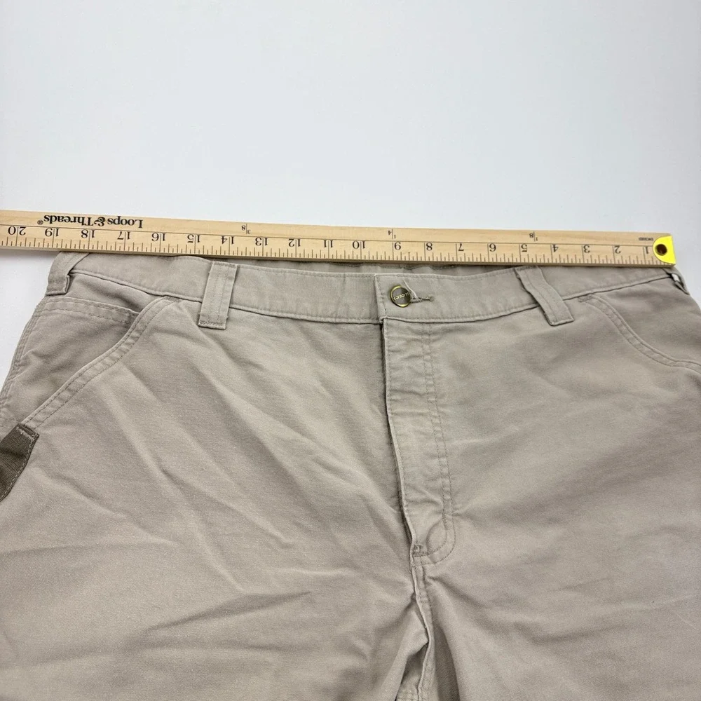Carhartt Mens Relaxed Fit Cotton Canvas Cargo Work Shorts Tan Khaki 38
